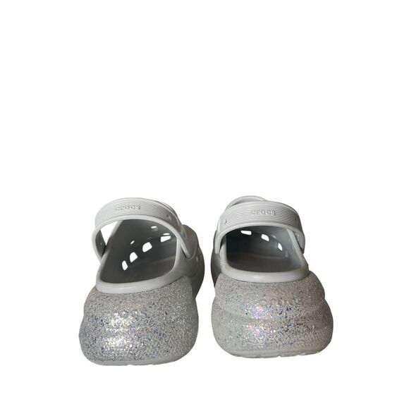 UNISEX CROCS PLATFORM CLOGS SILVER GLITTER WOMENS SIZE 12, MEN SIZE 10 - Picture 4 of 9